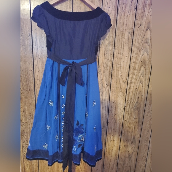 LITHE / ANTHROPOLOGIE Rare Silk Silent Solstice Tie Waist Dress - 6 - Picture 6 of 7